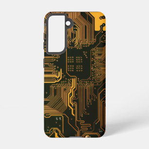Coque Samsung Galaxy Geek Sortie carte circuit électronique orange PCB