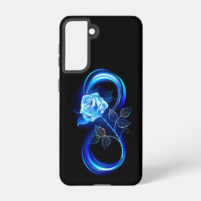 Coque Samsung Galaxy Glowing infinity with blue rose (Verso)