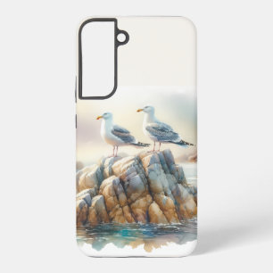 Coque Samsung Galaxy Goélands côtiers aquarelle paysage marin