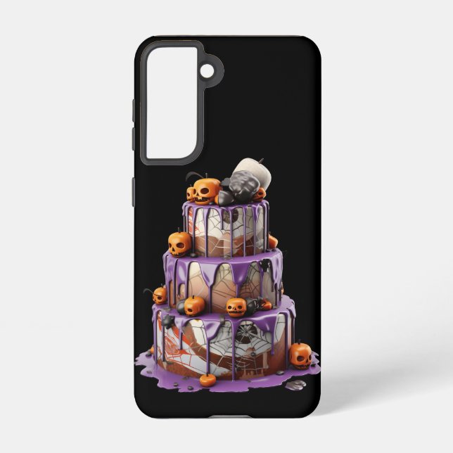 COQUE SAMSUNG GALAXY GOTHIC PURPLE & ORANGE HALLOWEEN LAYER CAKE (Verso)