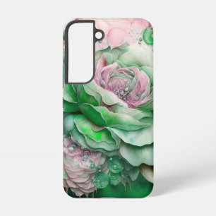 Coque Samsung Galaxy Grandes roses géantes vertes et roses