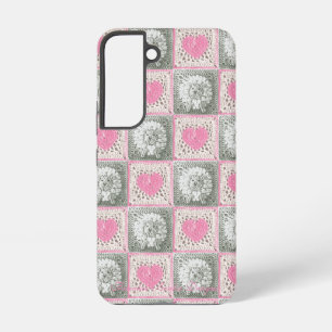 Coque Samsung Galaxy Granny Carré Quilt avec les coeurs et les moutons