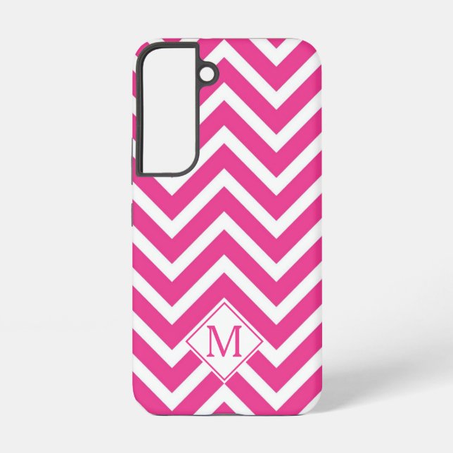Coque Samsung Galaxy Grilles de fromage rose monogramme moderne (Verso)
