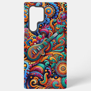 Coque Samsung Galaxy Guitare Art Batik Psychedélique – Musique Rétro Co