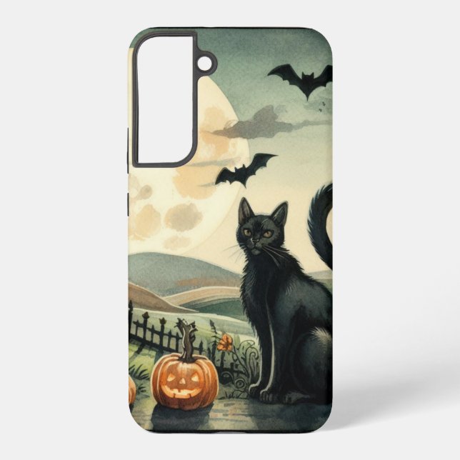 Coque Samsung Galaxy Halloween/Automne/Automne/citrouille/chat (Verso)