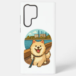 Coque Samsung Galaxy Happy Samoyed Walk by the City Waterfront