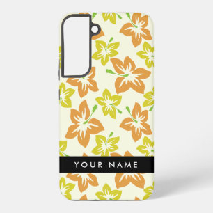 Coque Samsung Galaxy Hibiscus jaune, Hibiscus orange, Votre nom