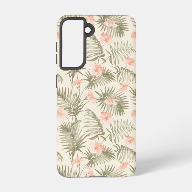 Coque Samsung Galaxy Hisbiscus Tropical Palm Tree Motif (Verso)