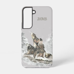 Coque Samsung Galaxy Hiver 3 Loups Hurlement Art Animal Personnalisé In