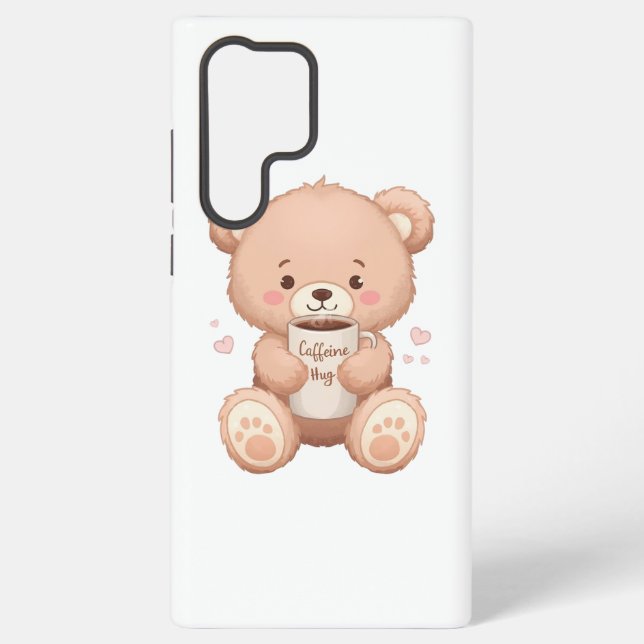 Coque Samsung Galaxy Illustration de l'ours amoureux du café (Verso)