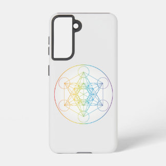 Coque Samsung Galaxy Illustration du cube de Metatron Couleurs arc-en-c