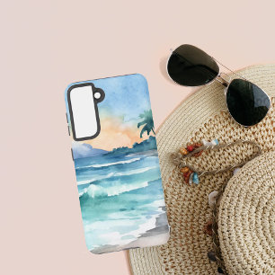 Coque Samsung Galaxy Image de plage AI Watercolor