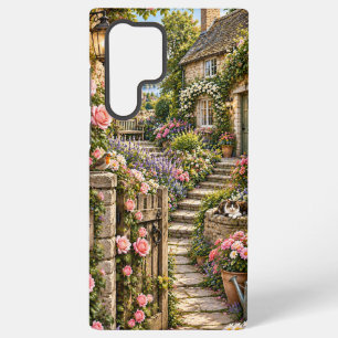 Coque Samsung Galaxy Jardin de roses de cottage anglais