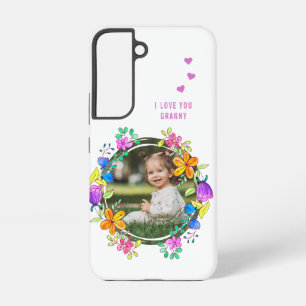 Coque Samsung Galaxy JE VOUS AIME GRANNY Photo Colorful Floral Moderne