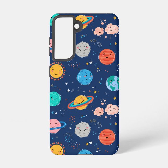 Coque Samsung Galaxy Joli Motif Planète Souriante (Verso)