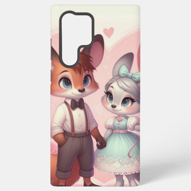 Coque Samsung Galaxy Joli renard de caricature Saint Valentin (Verso)
