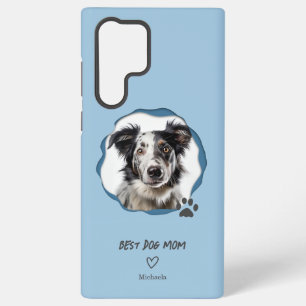 Coque Samsung Galaxy Jolie photo de la meilleure maman de chien bleu