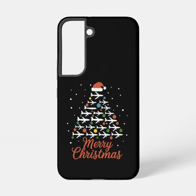 Coque Samsung Galaxy Joyeux Noël Avion Vacances Arbre (Verso)