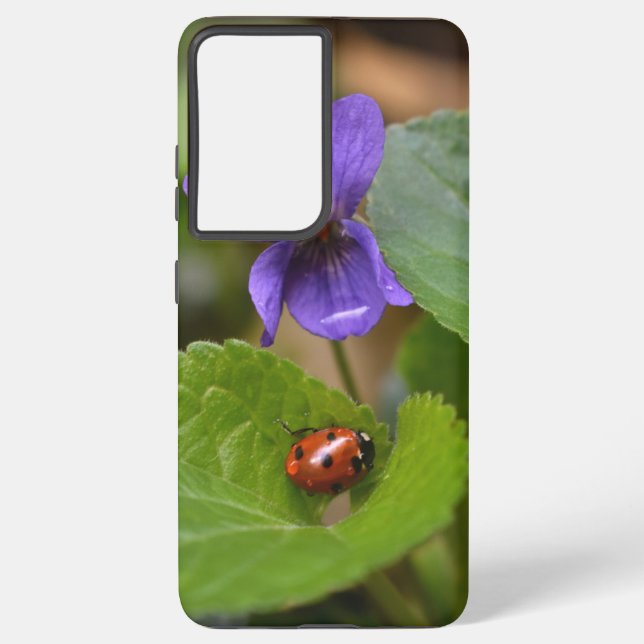 Coque Samsung Galaxy Ladybug sur les fleurs de violet doux (Verso)