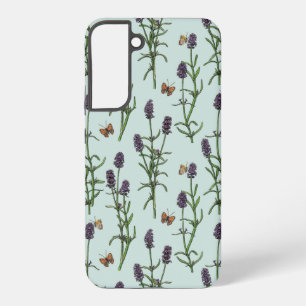 Coque Samsung Galaxy Lavande et papillons sur verre de mer