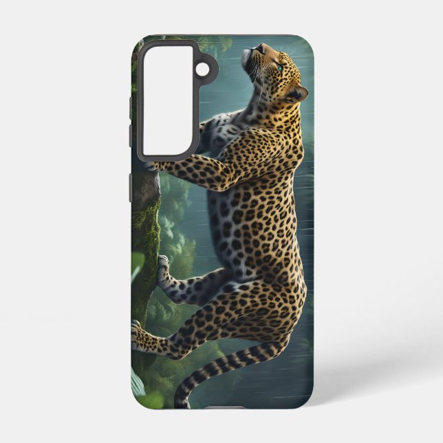 Coque Samsung Galaxy Leopard Dans Une Jungle Pluvieuse (Verso)