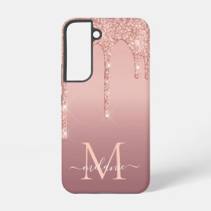 Coque Samsung Galaxy Lettre de nom Rose personnalisé Parties scintillan