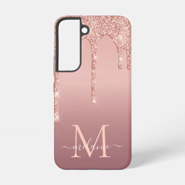 Coque Samsung Galaxy Lettre de nom Rose personnalisé Parties scintillan (Verso)