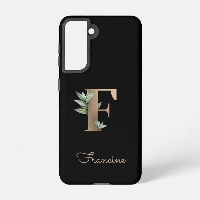 Coque Samsung Galaxy LETTRE D'OR MONOGRAPHIQUE BOtanique Élégante F (Verso)