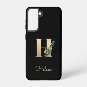 Coque Samsung Galaxy LETTRE D'OR MONOGRAPHIQUE BOtanique Élégante H