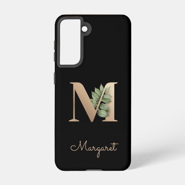 Coque Samsung Galaxy LETTRE D'OR MONOGRAPHIQUE BOtanique Élégante M (Verso)