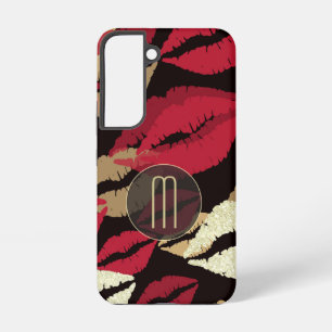 Coque Samsung Galaxy Lèvres Rouges Sophistiquées Monogramme