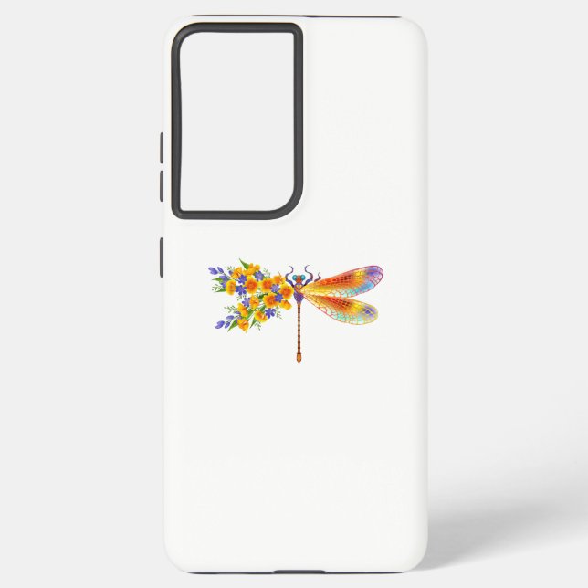 Coque Samsung Galaxy libellule de fleurs jaunes (Verso)