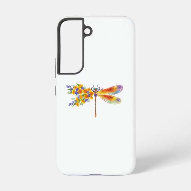 Coque Samsung Galaxy libellule de fleurs jaunes (Verso)