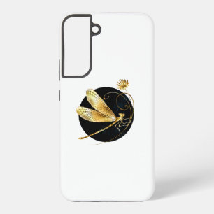 Coque Samsung Galaxy libellule d'or en cercle noir