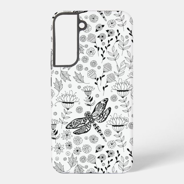 Coque Samsung Galaxy libellule et fleurs (Verso)