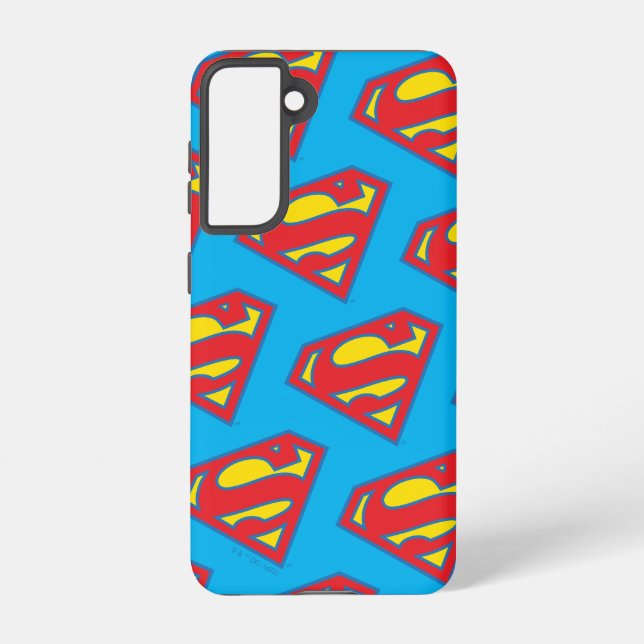 Coque Samsung Galaxy Logo classique Supergirl avec fond bleu (Verso)