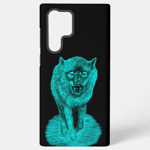 Coque Samsung Galaxy Loup noir en colère dans la nuit