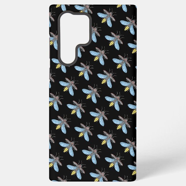 Coque Samsung Galaxy Luciole (noir) - Étui Samsung (Verso)