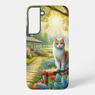 Coque Samsung Galaxy Maison de printemps/jardin et chat