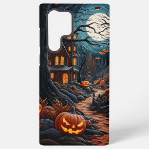 COQUE SAMSUNG GALAXY MAISON HANTÉE ÉPOUVANTABLE ORANGE ET NOIRE