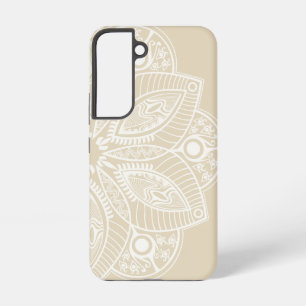 Coque Samsung Galaxy Mandala blanc exotique sur Arrière - plan beige