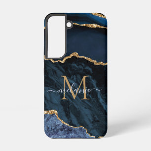 Coque Samsung Galaxy Marine Blue Gold Parties scintillant Marbre Monogr