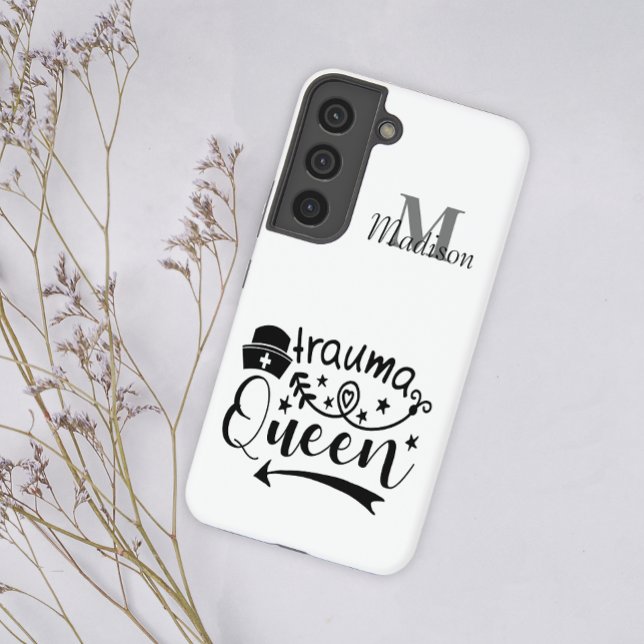 Coque Samsung Galaxy Médicale Nurse Fun Trauma Queen Monogramme Ajouter (Créateur téléchargé)