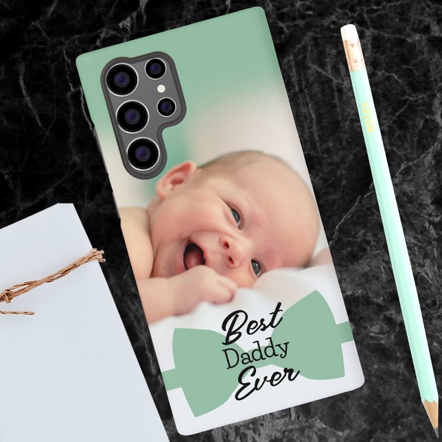 Coque Samsung Galaxy Meilleur papa toujours photo moderne masculine (Créateur téléchargé)