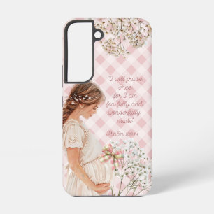 Coque Samsung Galaxy Mère enceinte religieuse mignonne à carreaux et à