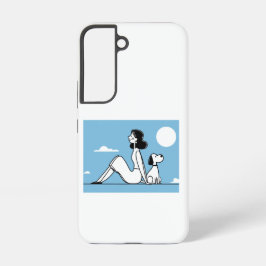Coque Samsung Galaxy Minimalist Woman and Dog Illustration