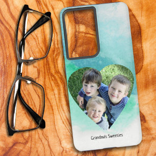 Coque Samsung Galaxy Modèle d'aquarelle verte de forme cardiaque person