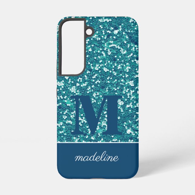 Coque Samsung Galaxy Moderne Grille Bleue Personnalisée (Verso)