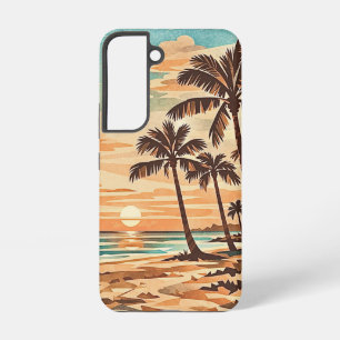 Coque Samsung Galaxy moderne milieu de siècle plage Hawaii coucher de s