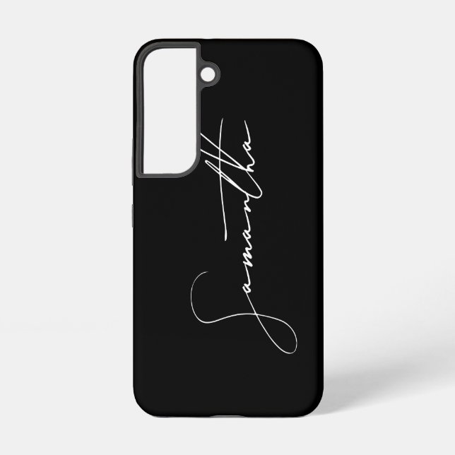 Coque Samsung Galaxy Moderne signature simple Script Calligraphie noir (Verso)